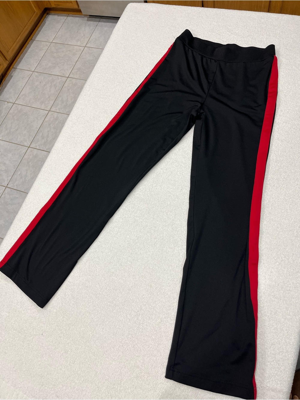 New York Laundry Black Straight Leg Pants with Red Side Stripes